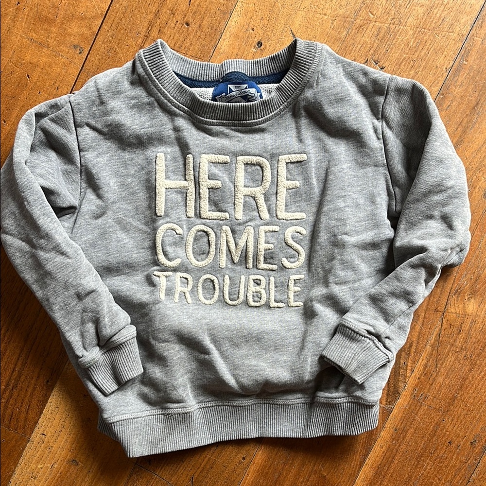 Gray Kids Sweatshirt - Here Comes Trouble - 2-3T